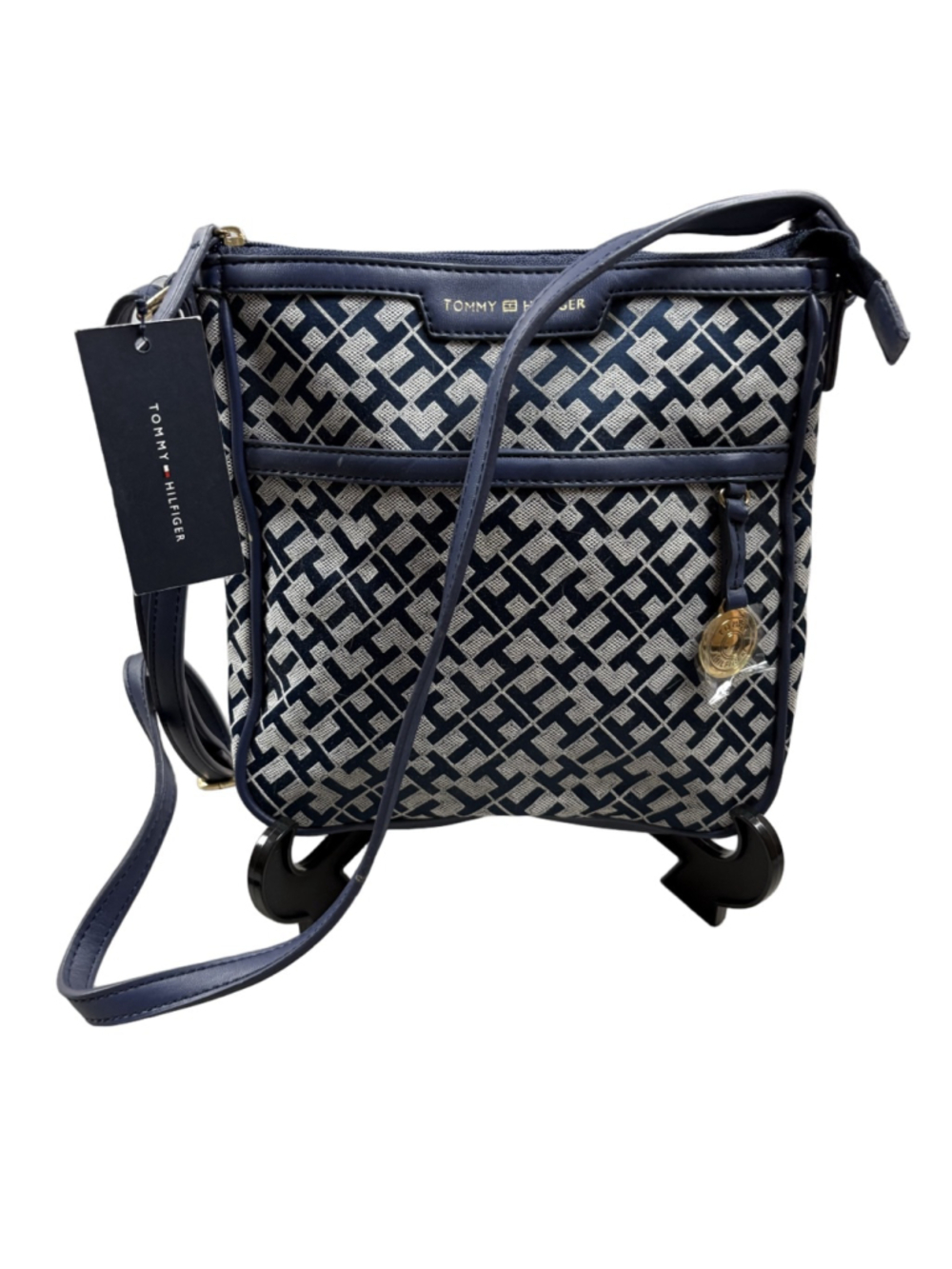 Tommy Hilfiger Navy Monogram Jacquard Crossbody Bag NWT Adjustable